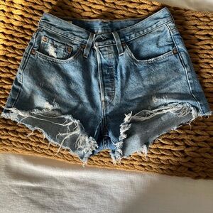 Levi’s 501 distressed denim shorts